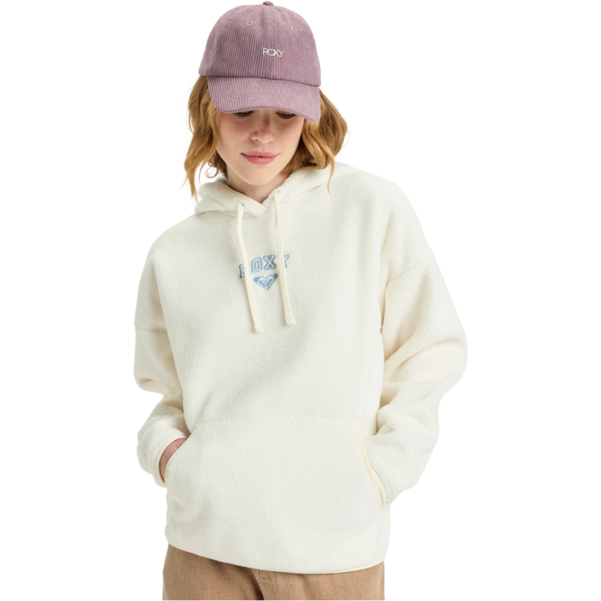 2025 Roxy Frauen Cool Calling Polar Fleece Hoodie ERJPF03221 - Egret